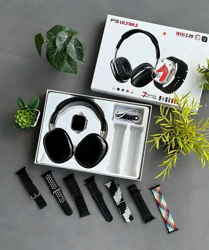 P9 Ultra 2 Smartwatch + Wireless Headphone Combo