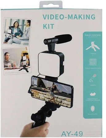 Vloggers Kit for Mobile Phones and Camera Recording with Full Equipment Kit with Tripod Stand 36 LED Light and Microphone for YouTube Videos Live Streamings